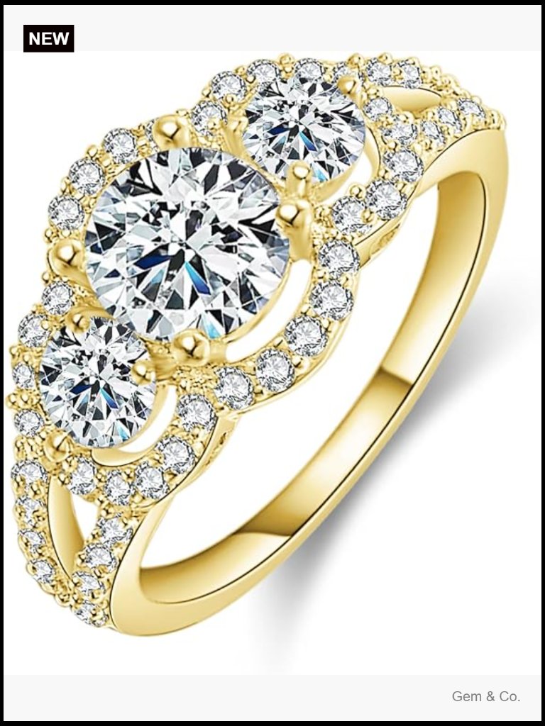 Moissanite Split Shank Engagement Ring 14k Gold Plated Cz Size 7 Stackable